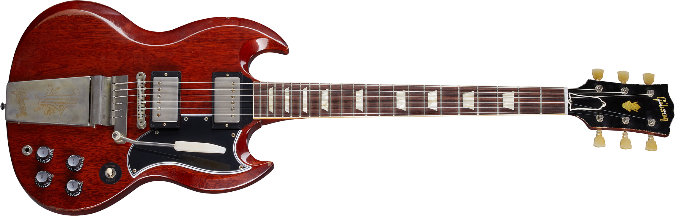 Gibson Custom Shop Murphy Lab Sg Standard 1964 Maestro Reissue Trem 2h Trem Rw - Heavy Aged Faded Cherry - Guitarra eléctrica de doble corte - Main pi