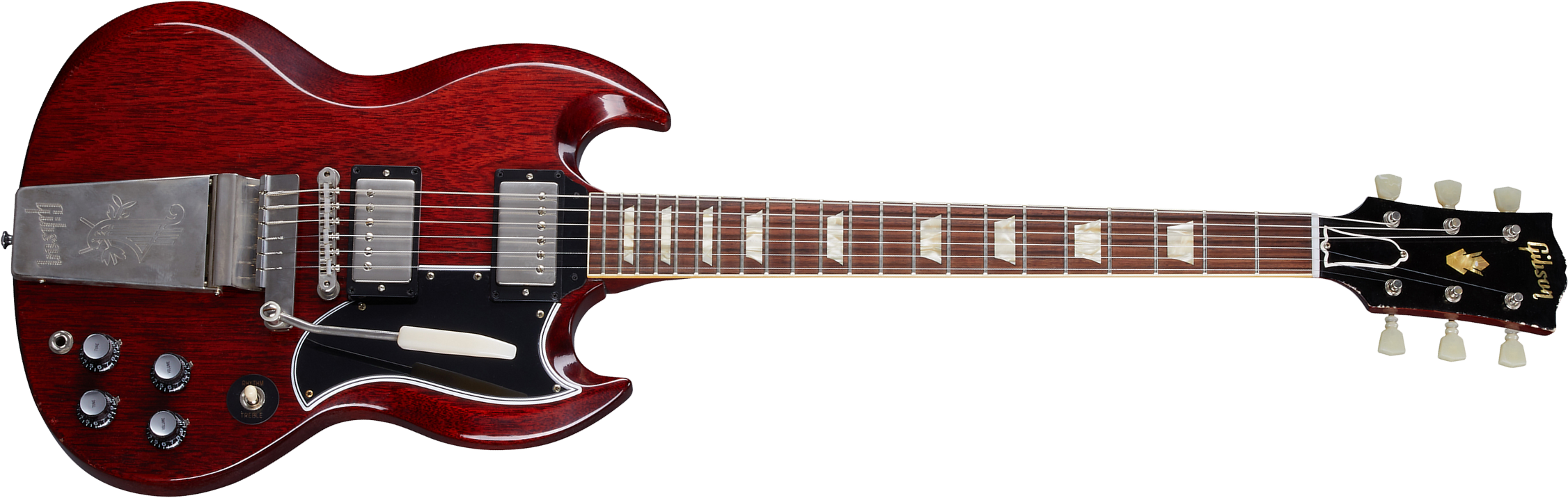 Gibson Custom Shop Murphy Lab Sg Standard 1964 Maestro Reissue Trem 2h Trem Rw - Ultra Light Aged Cherry Red - Guitarra eléctrica de doble corte - Mai