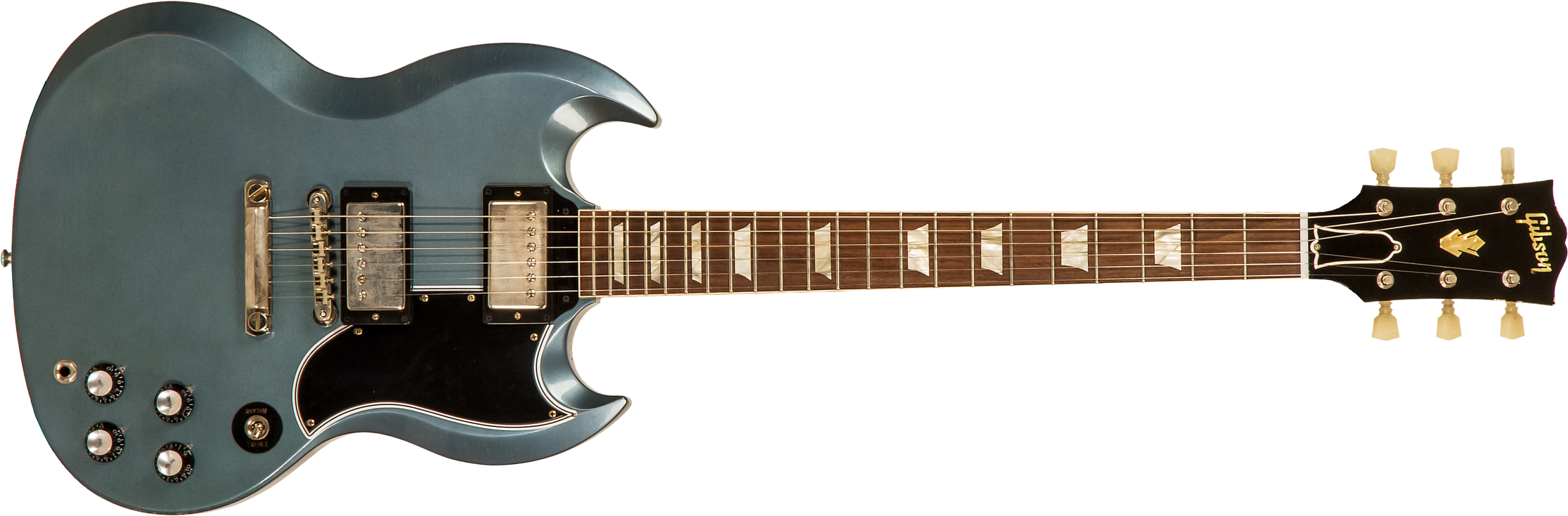 Gibson Custom Shop Murphy Lab Sg Standard 1964 Reissue Ltd 2h Ht Rw - Light Aged Pelham Blue - Guitarra eléctrica de doble corte - Main picture