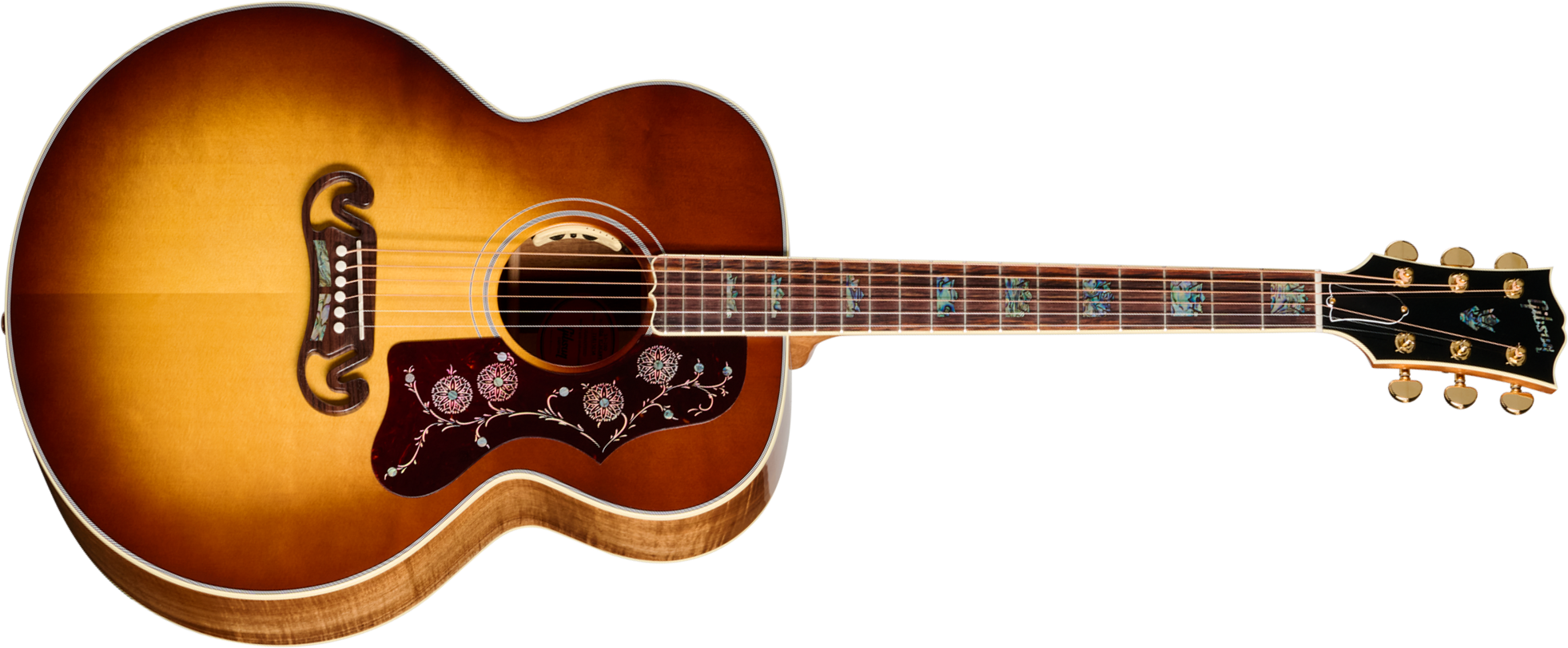 Gibson Custom Shop Sj200 Elegant Koa Artisan Jumbo Epicea Koa Rw - Honey Burst - Guitarra folk - Main picture