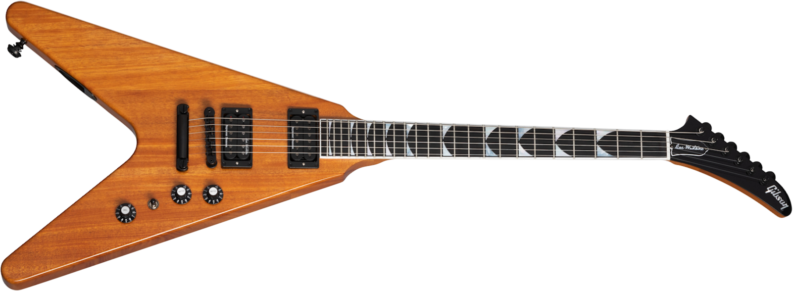 Gibson Dave Mustaine Flying V Exp Signature 2h Ht Eb - Antique Natural - Guitarra electrica metalica - Main picture