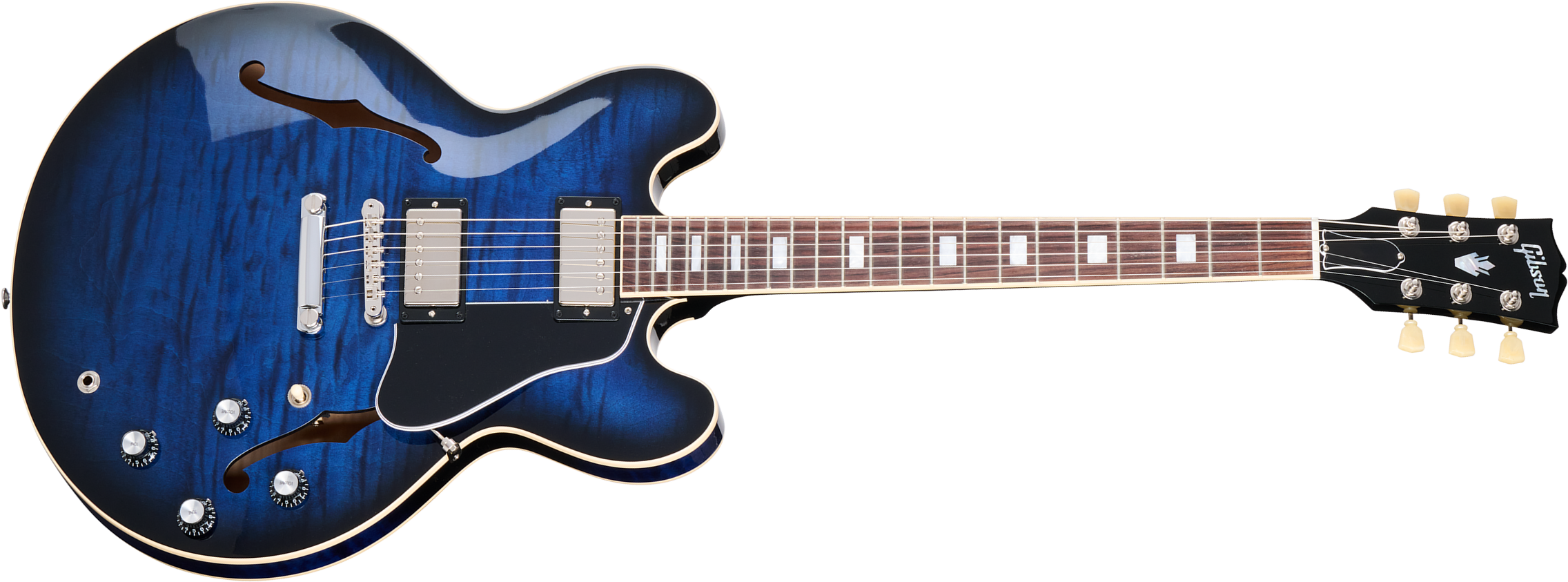 Gibson Es-335 Figured Original Custom Color 2h Ht Rw - Deep Ocean Burst - Guitarra eléctrica semi caja - Main picture