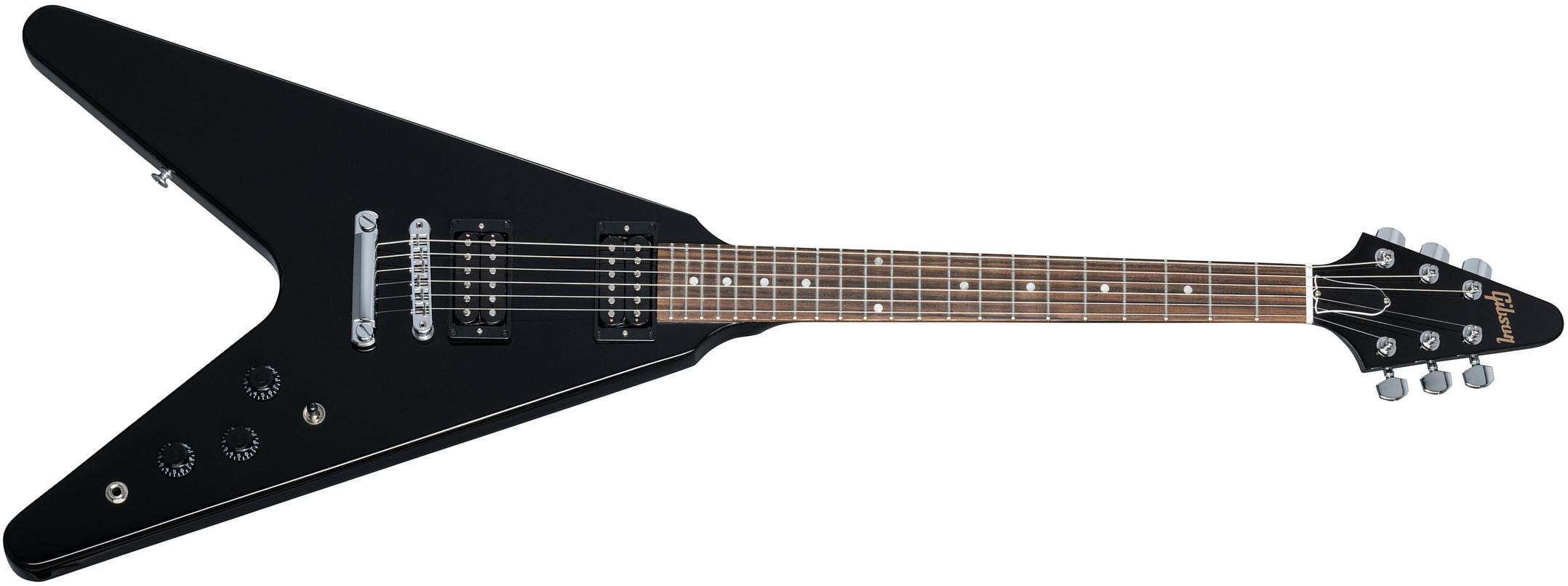 Gibson Flying V 80s 2h Ht Rw - Ebony - Guitarra electrica metalica - Main picture