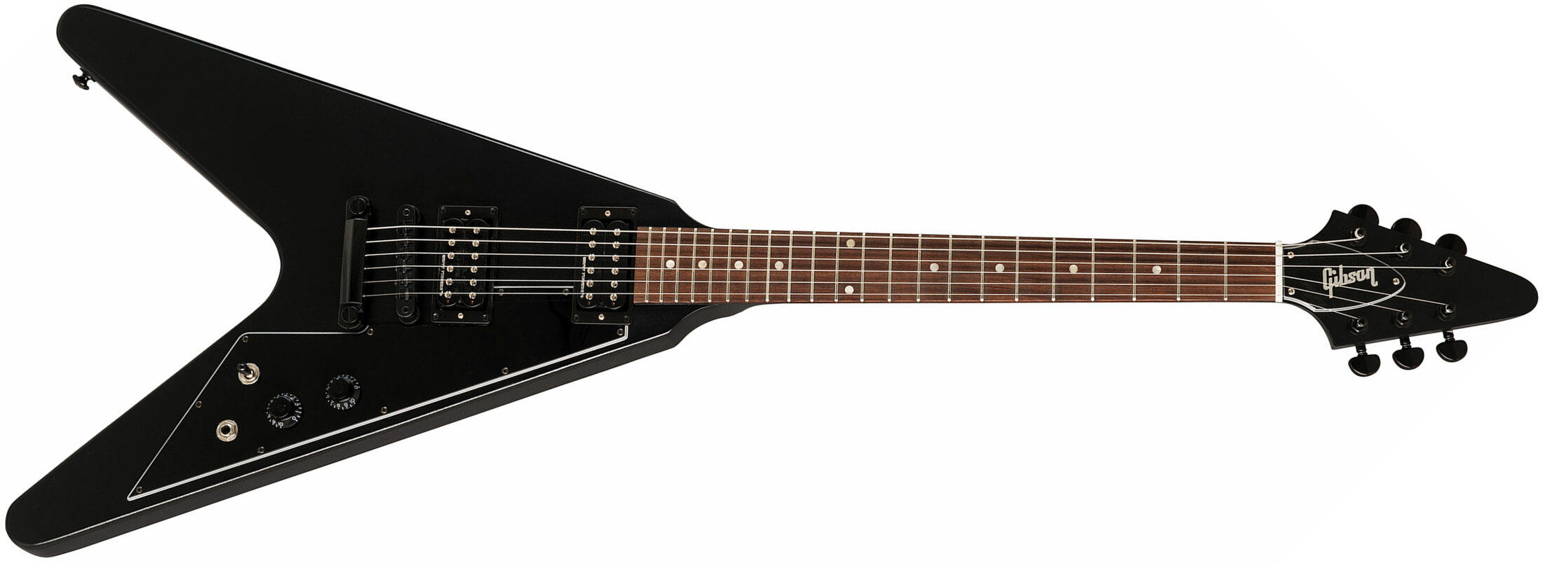 Gibson Flying V Tribute 2019 Hh Ht Rw - Satin Ebony - Guitarra electrica metalica - Main picture