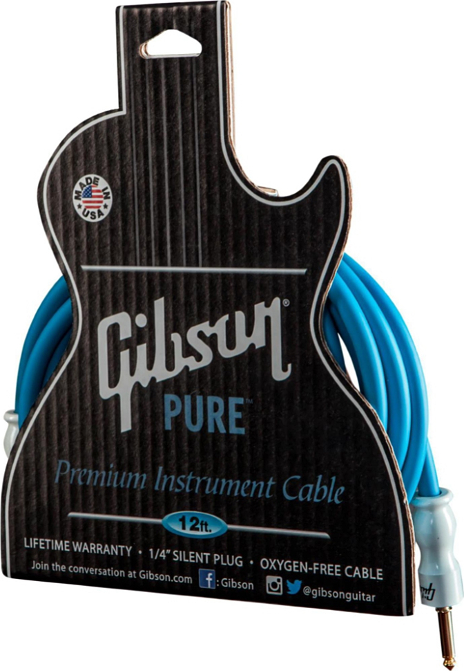 Gibson Instrument Pure Cable Jack Droit 12ft.3.66m Blue - - Cable - Main picture