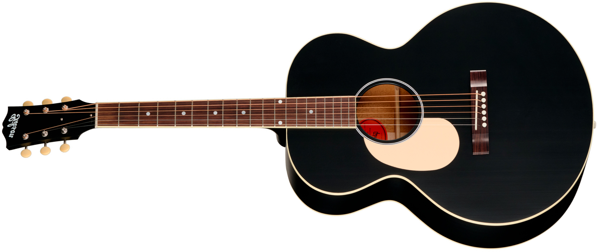 Gibson J185 Century 12-fret Lh Jumbo Shsc Gaucher Epicea Acajou Rw - Ebony Satin - Guitarra folk - Main picture
