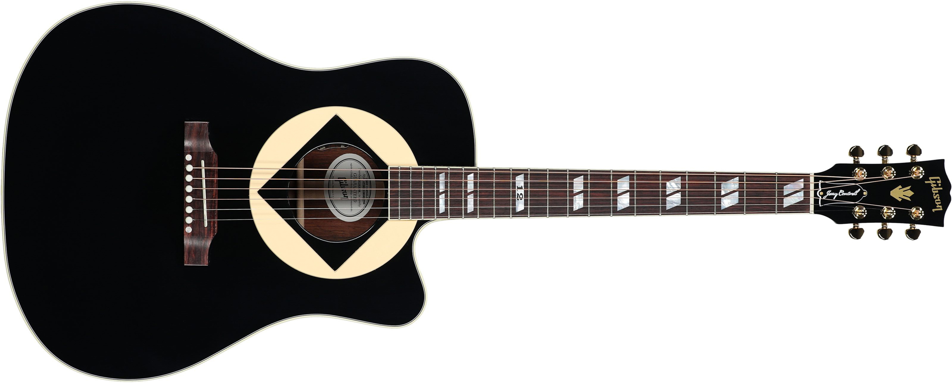 Gibson Jerry Cantrell Songwriter Atone Signature Dreadnought Cw Epicea Palissandre Rw - Ebony - Guitarra acústica & electro - Main picture
