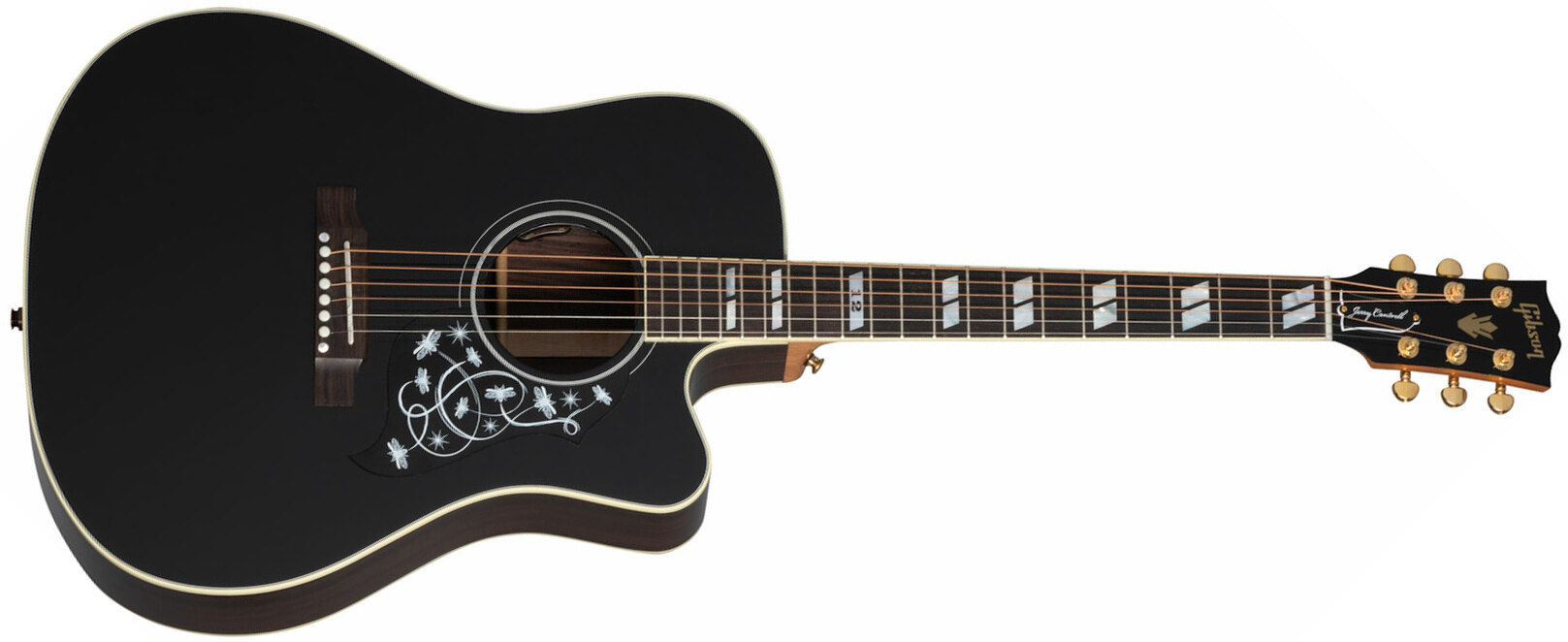 Gibson Jerry Cantrell Songwriter Fire Devil Signature Dreadnought Cw Epicea Palissandre Rw - Ebony - Guitarra electro acustica - Main picture