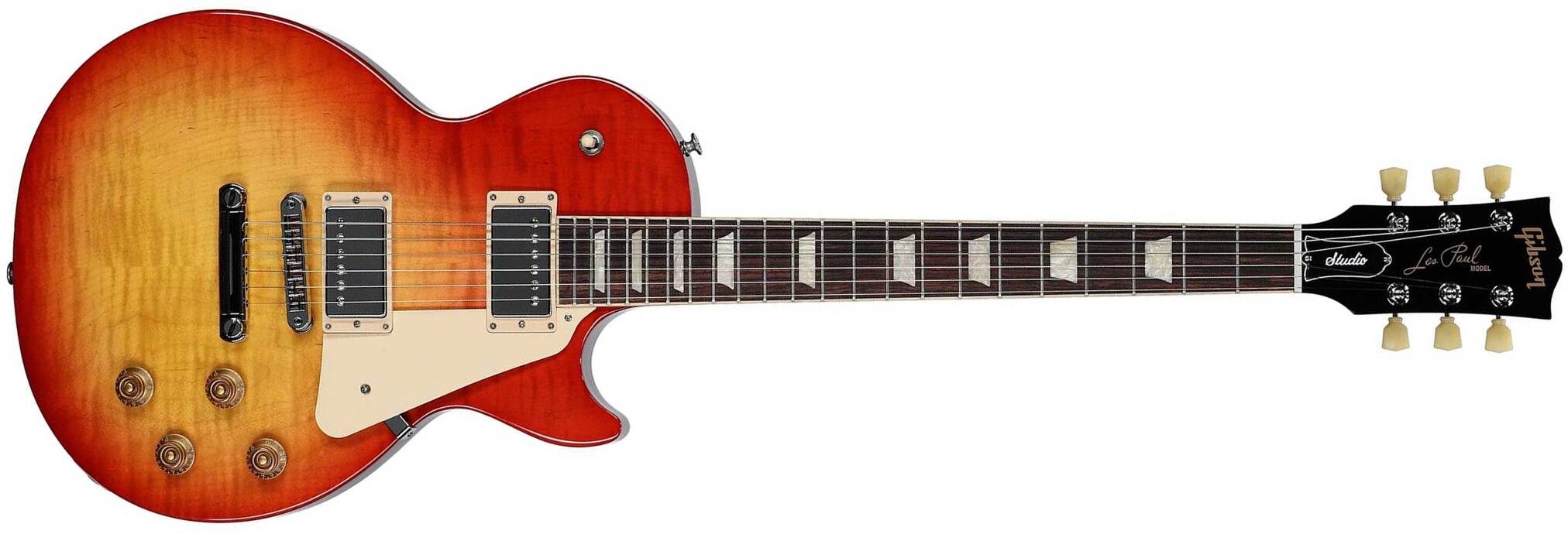 Gibson Les Paul Studio Figured 2h Burstbucker Pro Ht Rw - Washed Cherry Sunburst - Guitarra eléctrica de corte único. - Main picture