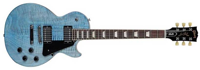 Gibson Les Paul Studio Figured Top Modern Usa 2h Ht Rw - Ocean Blue - Guitarra eléctrica de corte único. - Main picture