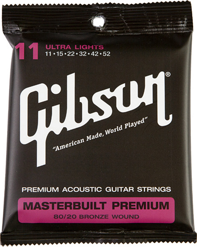 Gibson Jeu De 6 Cordes Masterbuilt Premium 80/20 Brass Acoustic Sag-brs11 011.052 - Cuerdas guitarra acústica - Main picture