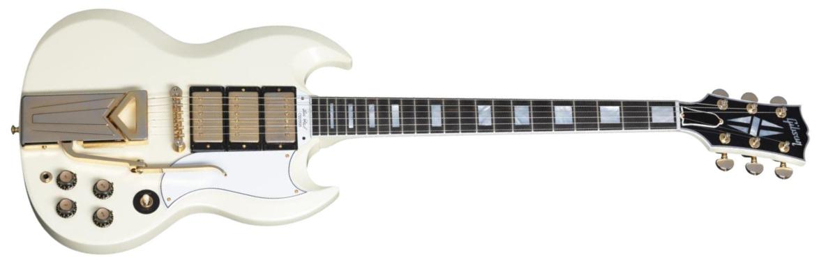 Gibson Sg Les Paul Custom 1961 60th Anniversary 3h Trem Eb - Vos Aged Polaris White - Guitarra eléctrica de doble corte - Main picture
