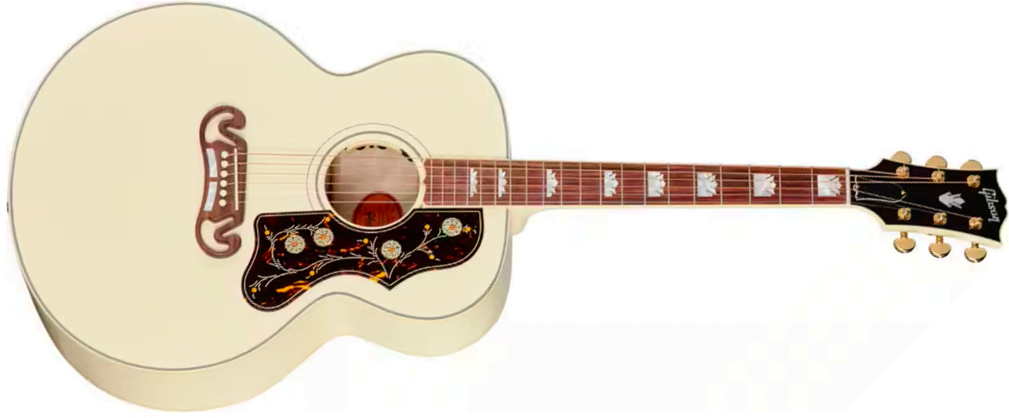 Gibson Sj200 Standard Modern Jumbo Epicea Erable Rw - Classic White - Guitarra folk - Main picture