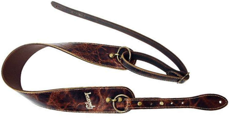 Gibson The Vintage Saddle Guitar Strap Cuir 2.5inc Brown - Correa - Main picture