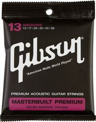 Cuerdas guitarra acústica Gibson Masterbuilt 80/20 Brass Acoustic SAG-BRS13 13-56 - Juego de cuerdas