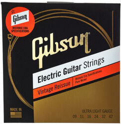 Cuerdas guitarra eléctrica Gibson SEG-HVR9 Electric Guitar 6-String Set Vintage Reissue Pure Nickel 9-42 - Juego de cuerdas
