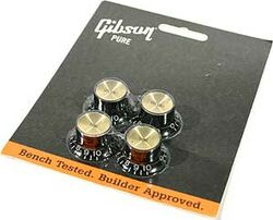 Botones Gibson Top Hat Knobs With Inserts 4-Pack - Black w/ Gold Inserts