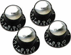 Botones Gibson Top Hat Knobs With Inserts 4-Pack - Black w/ Silver Inserts