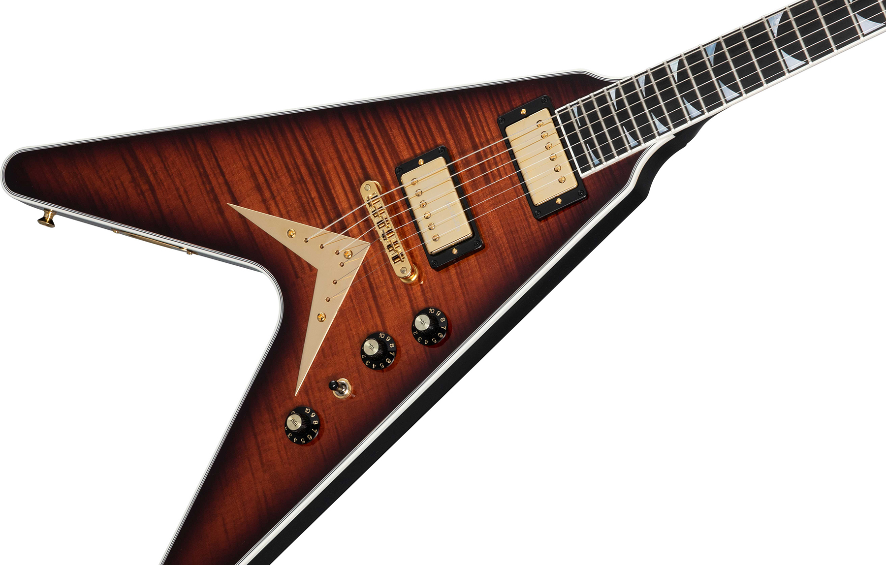 Gibson Custom Shop Dave Mustaine Flying V Exp Ltd Signature 2h Ht Eb - Red Amber Burst - Guitarra electrica metalica - Variation 3