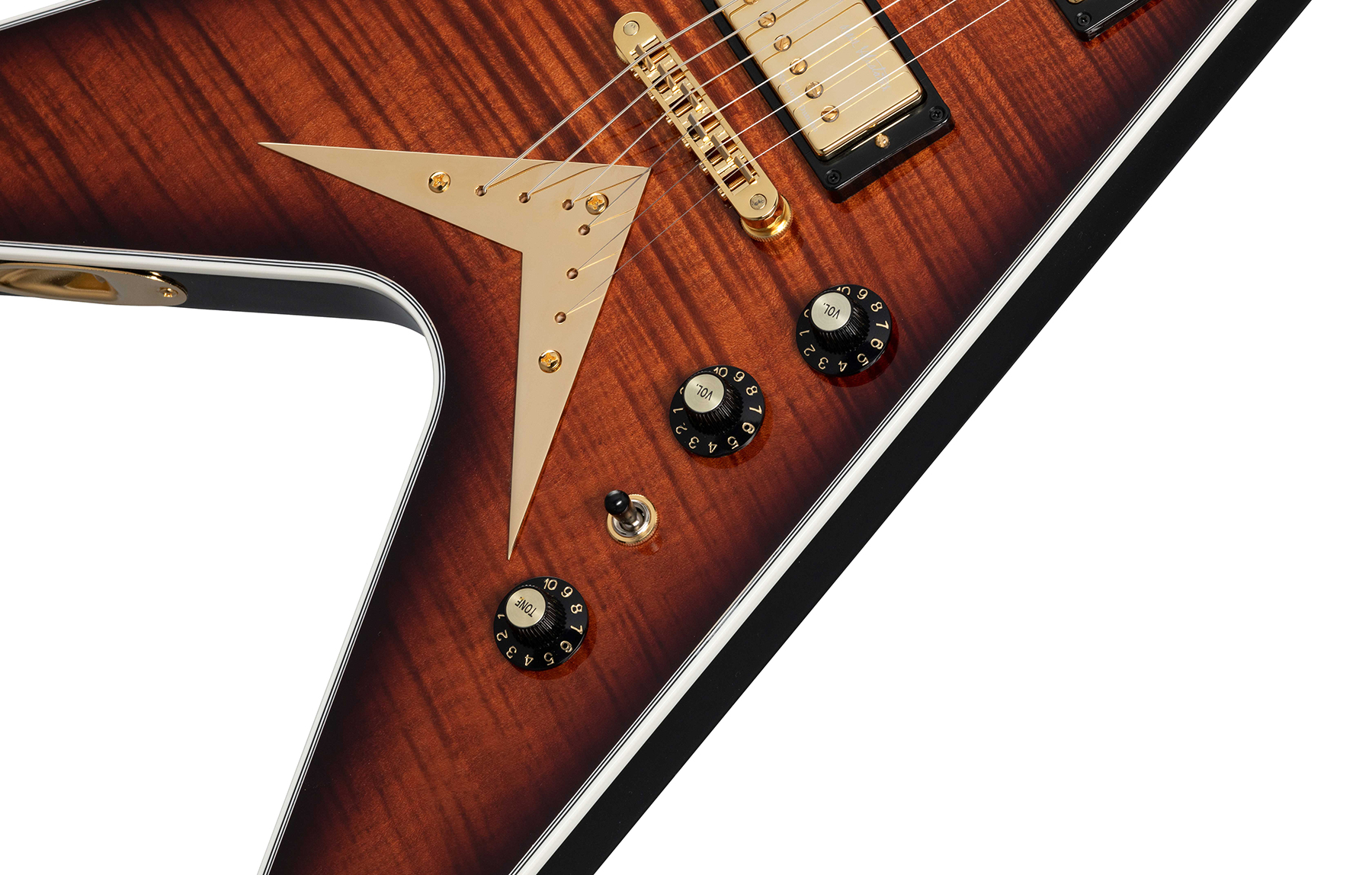 Gibson Custom Shop Dave Mustaine Flying V Exp Ltd Signature 2h Ht Eb - Red Amber Burst - Guitarra electrica metalica - Variation 4