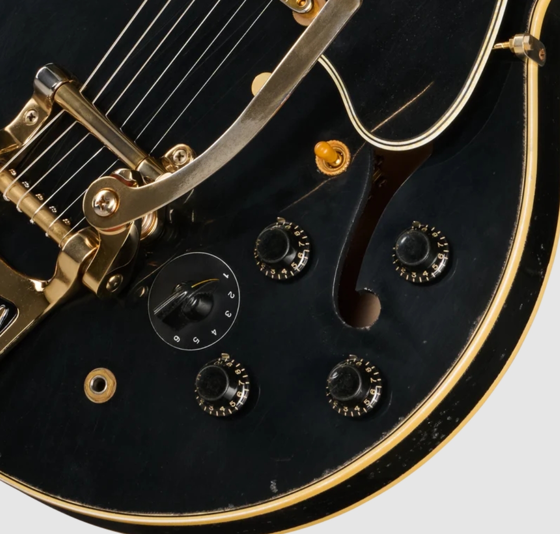 Gibson Custom Shop Es345 Reissue 1959 Bigsby 2h Trem Eb - Murphy Lab Heavy Aged Ebony - Guitarra eléctrica semi caja - Variation 3