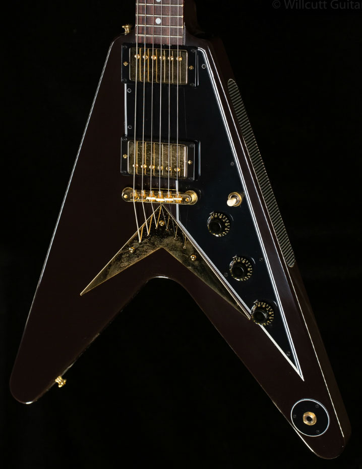 Gibson Custom Shop Flying V 1958 Mahogany Reissue 2h Ht Rw - Vos Oxblood - Guitarra electrica retro rock - Variation 2