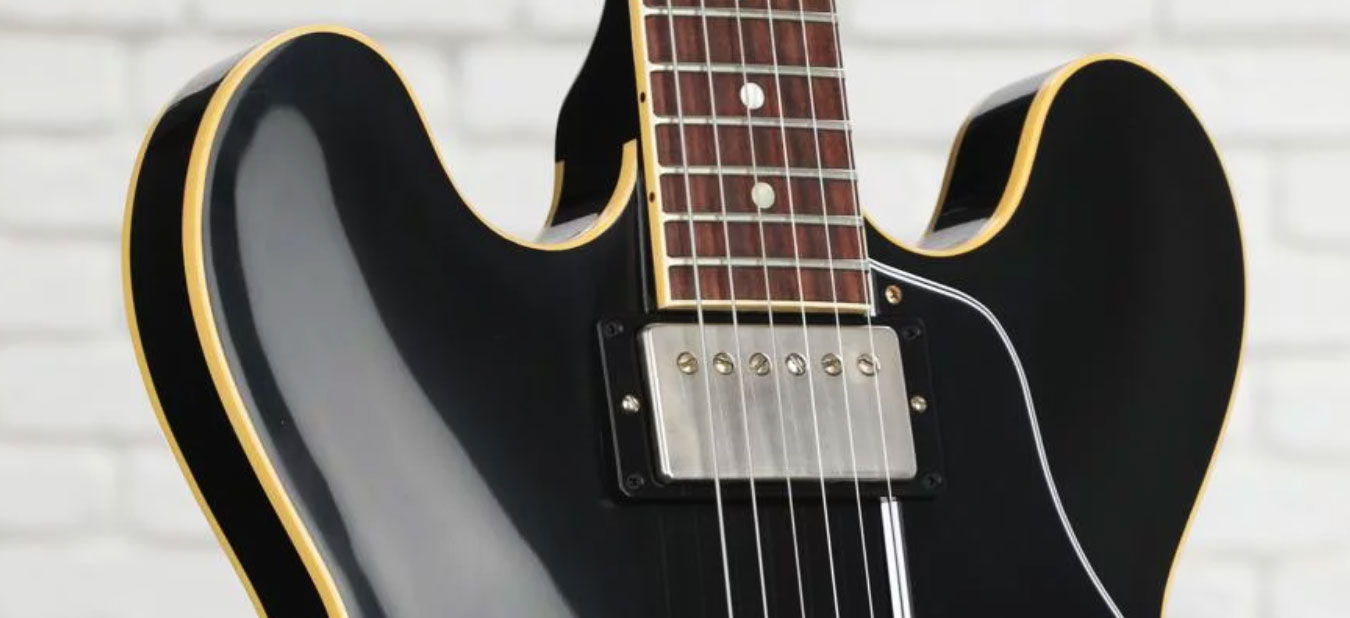 Gibson Custom Shop Historic Es-335 1961 Reissue 2h Ht Rw - Vos Ebony - Guitarra eléctrica semi caja - Variation 1