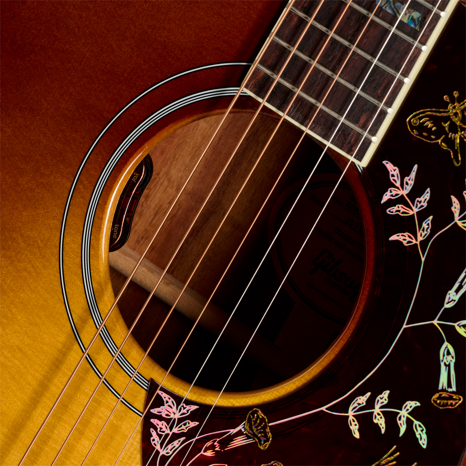 Gibson Custom Shop Hummingbird Elegant Koa Artisan Dreadnought Epicea Koa Rw - Honey Burst - Guitarra folk - Variation 3