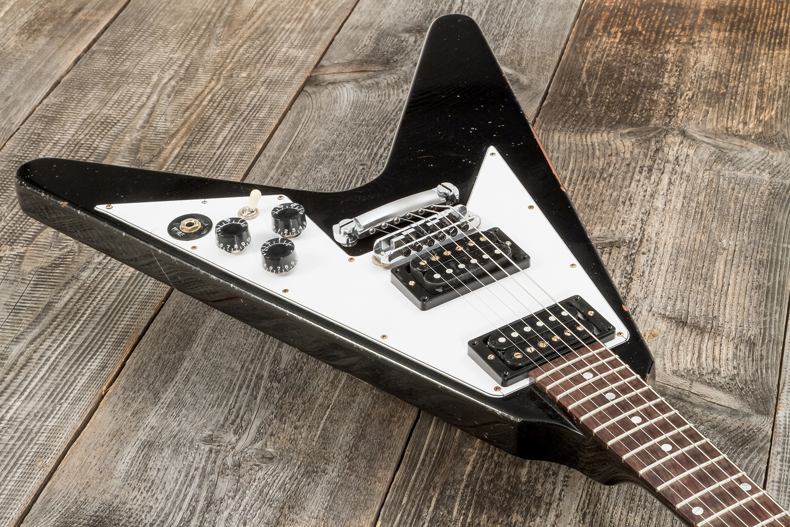 Gibson Custom Shop Kirk Hammett Flying V 1979 2h Ht Rw - Murphy Lab Aged Ebony - Guitarra electrica metalica - Variation 4