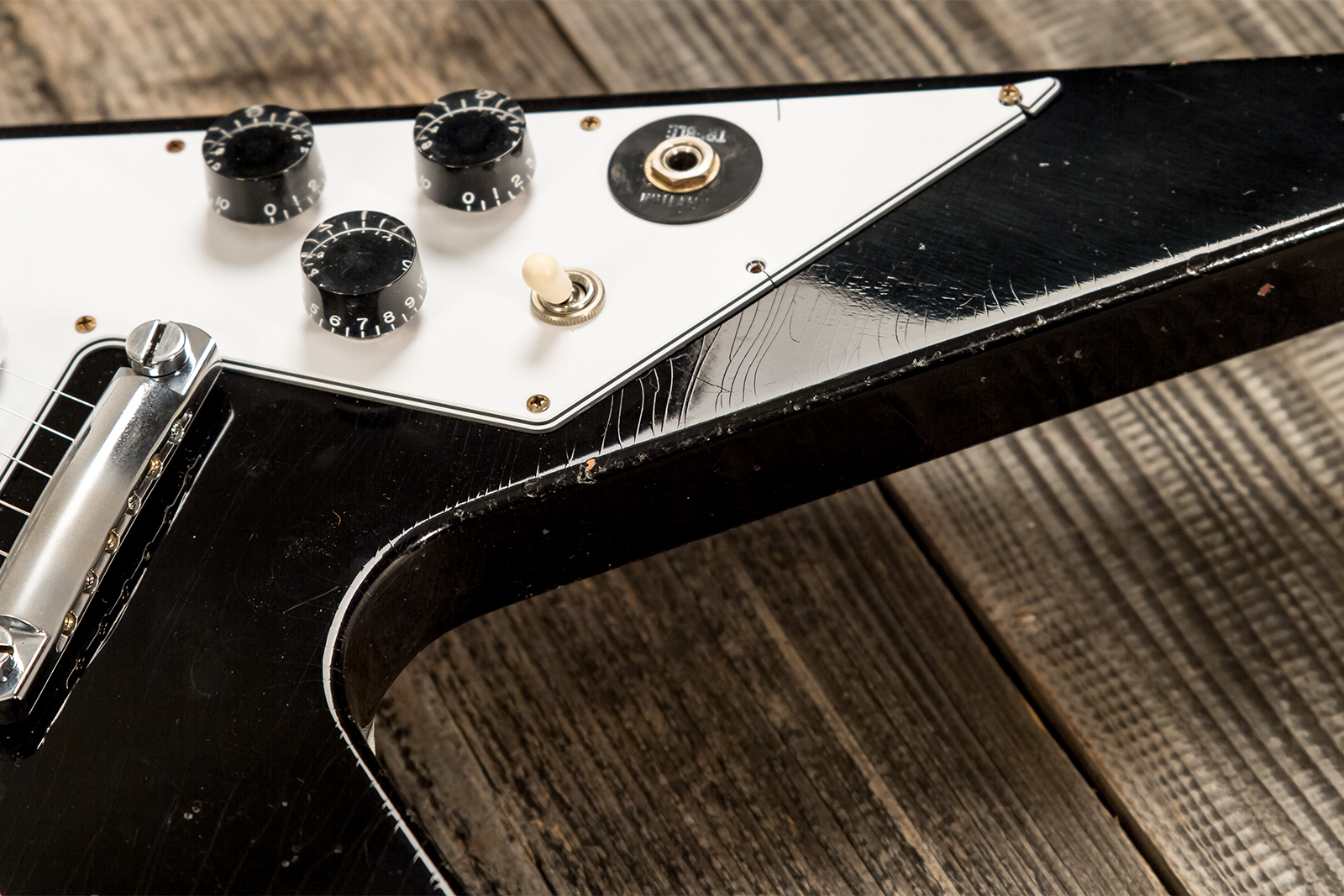 Gibson Custom Shop Kirk Hammett Flying V 1979 2h Ht Rw - Murphy Lab Aged Ebony - Guitarra electrica metalica - Variation 7