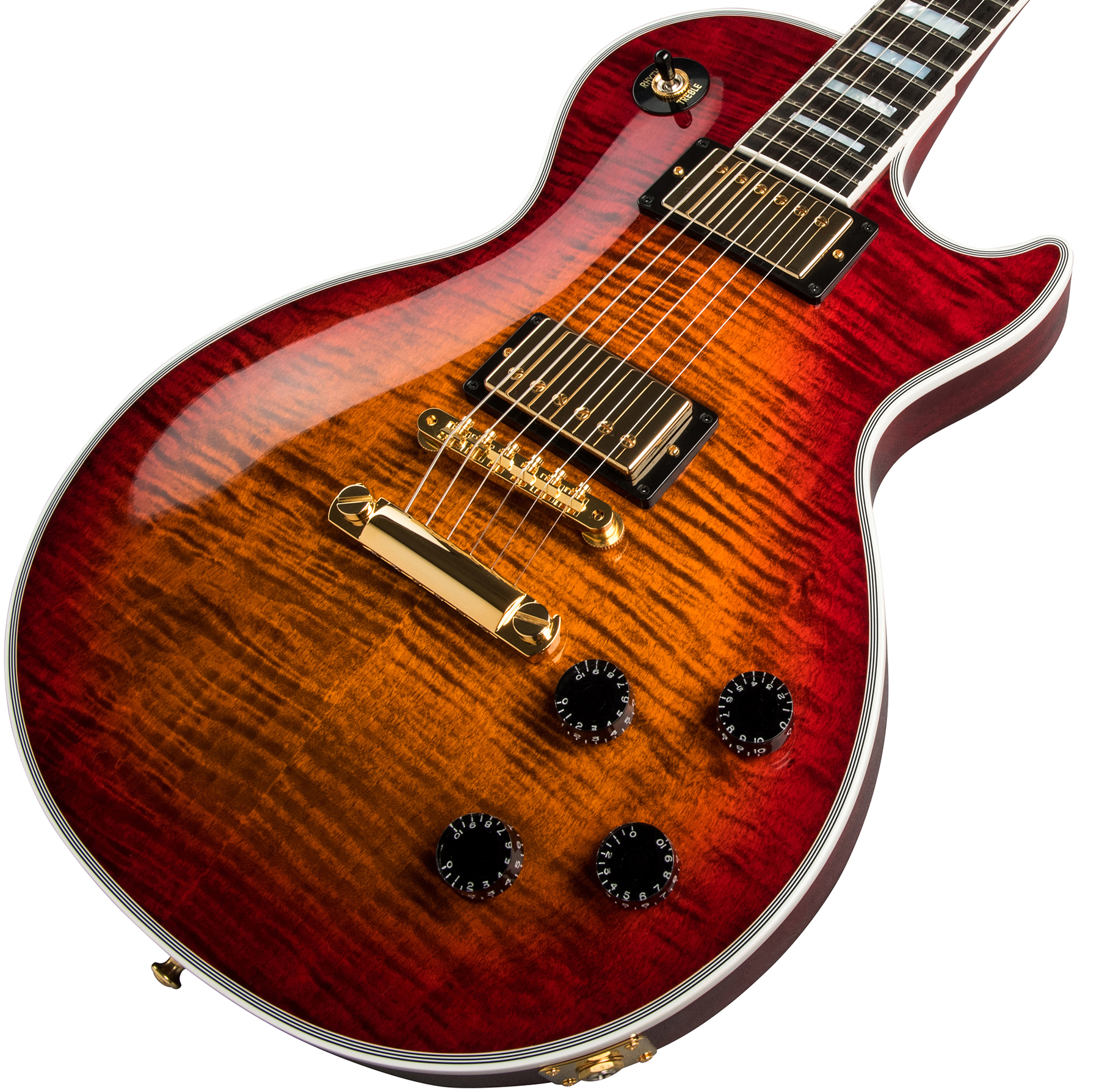 Gibson Custom Shop Les Paul Axcess Custom Figured Top 2019 2h Ht Eb - Gloss Bengal Burst - Guitarra eléctrica de corte único. - Variation 3