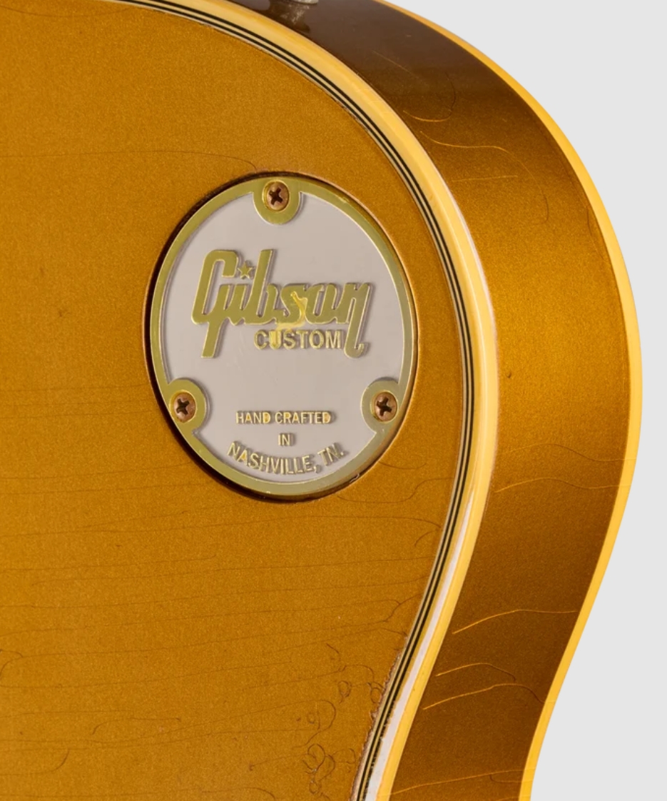 Gibson Custom Shop Les Paul Custom 1968 Le Ltd 2h Ht Eb - Vos Ebony Top / Antique Gold Back - Guitarra eléctrica de corte único. - Variation 5
