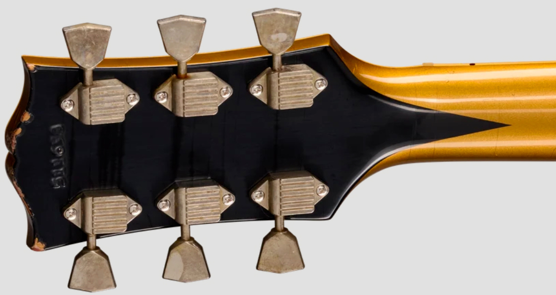 Gibson Custom Shop Les Paul Custom 1968 Le Ltd 2h Ht Eb - Vos Ebony Top / Antique Gold Back - Guitarra eléctrica de corte único. - Variation 7