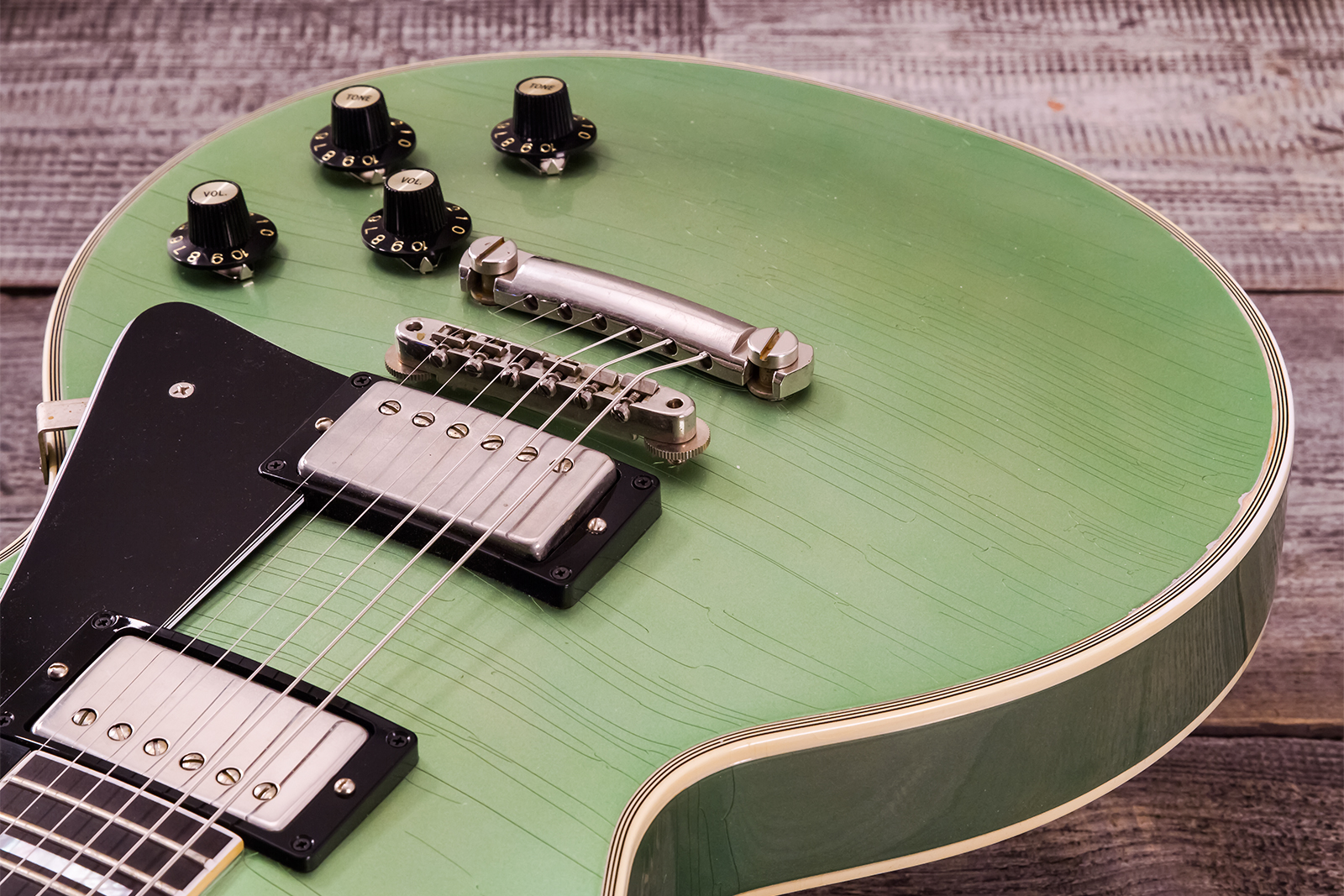 Gibson Custom Shop Les Paul Custom 1968 Reissue 2h Ht Eb - Murphy Lab Light Aging Jade Green - Guitarra eléctrica de corte único. - Variation 16