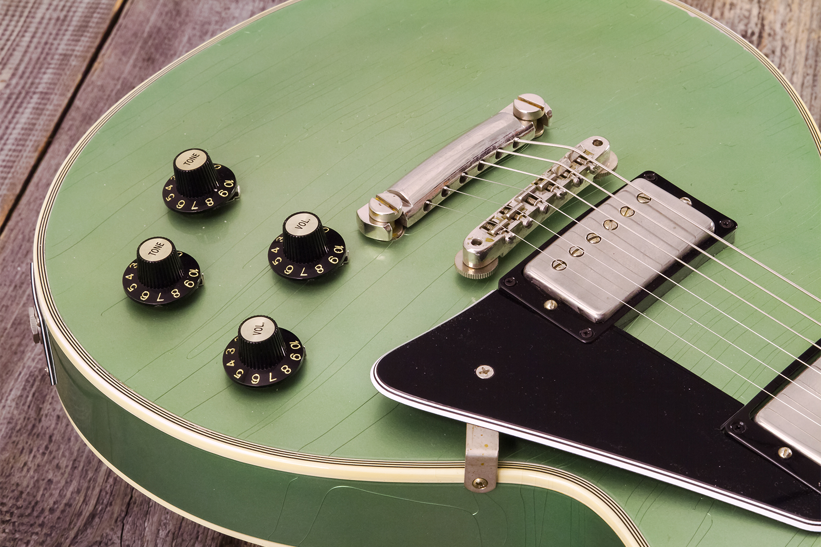Gibson Custom Shop Les Paul Custom 1968 Reissue 2h Ht Eb - Murphy Lab Light Aging Jade Green - Guitarra eléctrica de corte único. - Variation 17