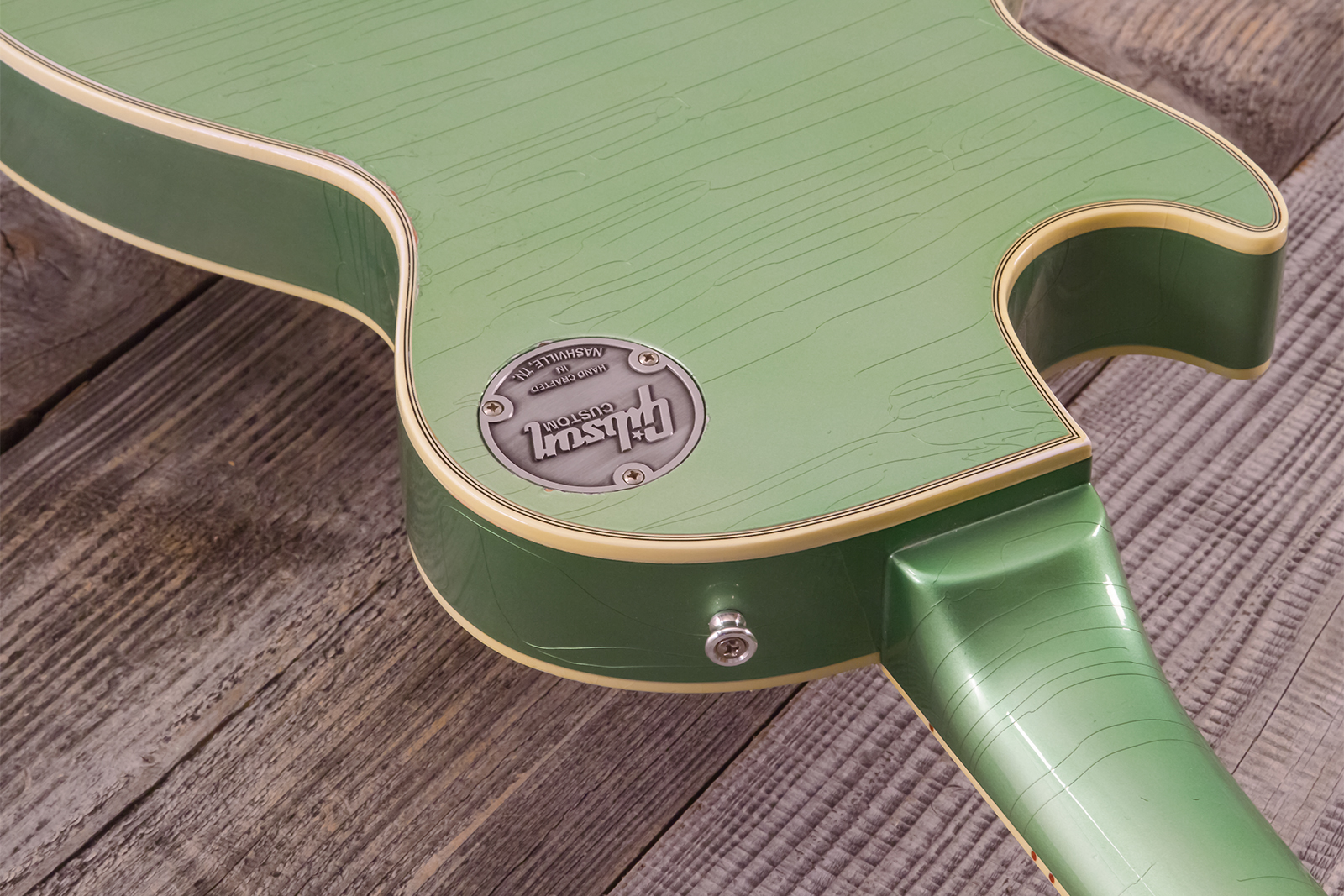 Gibson Custom Shop Les Paul Custom 1968 Reissue 2h Ht Eb - Murphy Lab Light Aging Jade Green - Guitarra eléctrica de corte único. - Variation 23