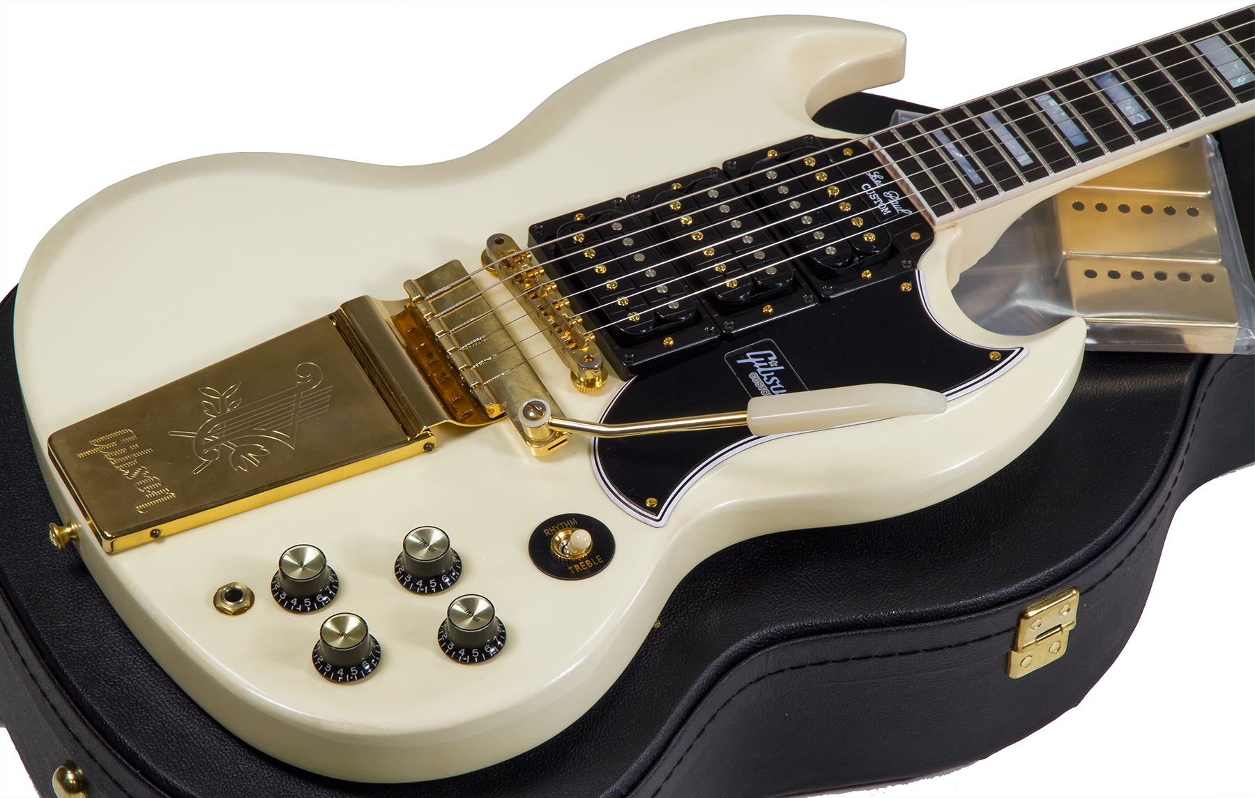 Gibson Custom Shop Les Paul Sg Custom 1963 Reissue 2019 Maestro Vibrola 3h Trem Eb - Vos Classic White - Guitarra eléctrica de doble corte - Variation