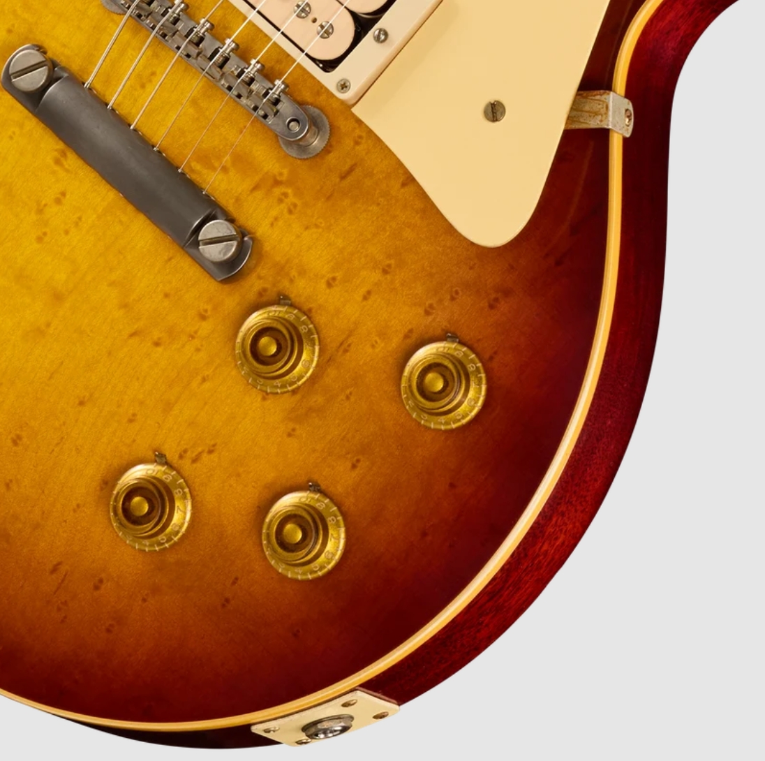 Gibson Custom Shop Les Paul Standard 1959 Birdseye Maple Le Ltd 2h Ht Rw - Murphy Lab Light Aged Peach Tea Burst - Guitarra eléctrica de corte único. 