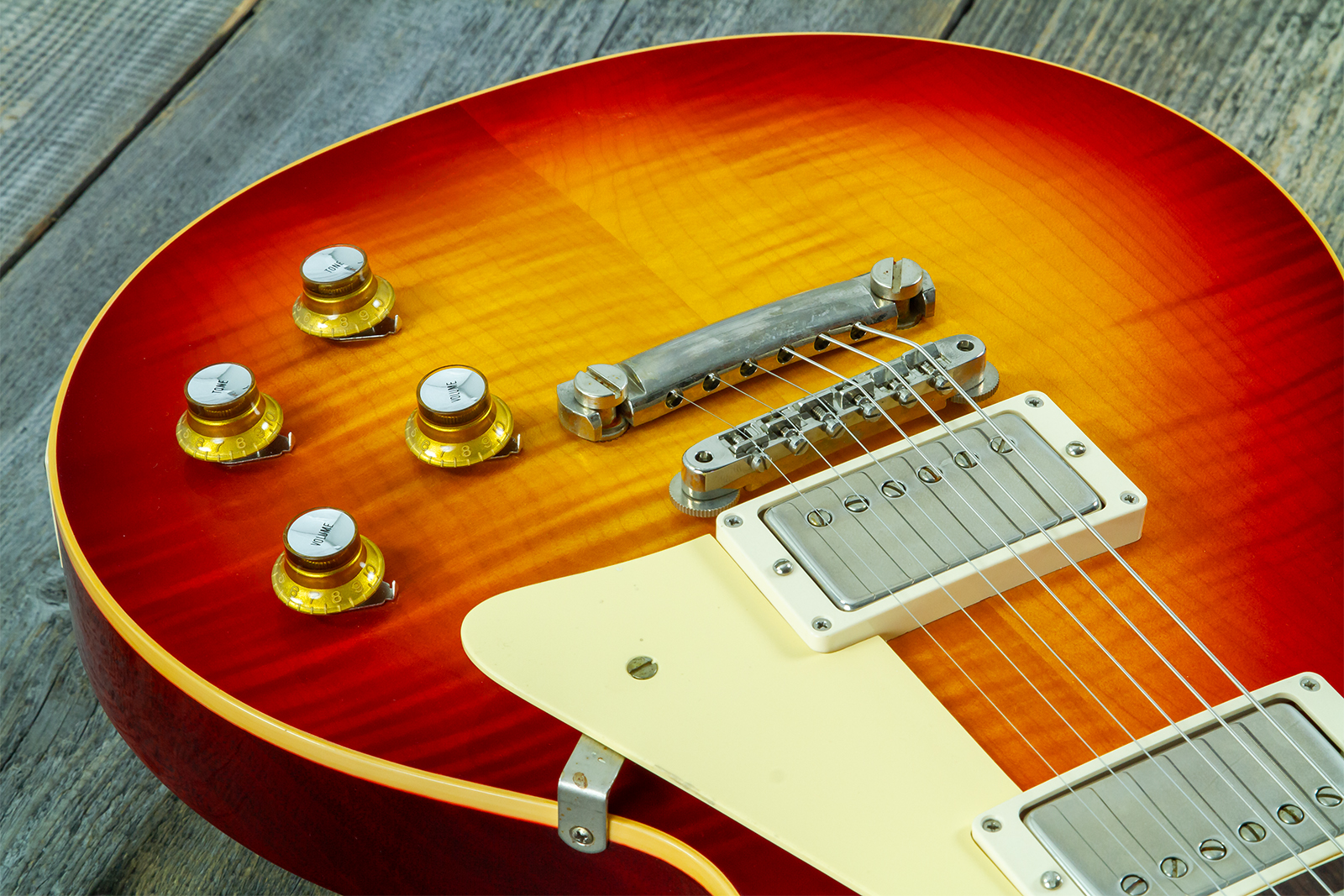 Gibson Custom Shop Les Paul Standard 1960 Reissue 2h Ht Rw #04714 - Vos Washed Cherry Sunburst - Guitarra eléctrica de corte único. - Variation 6