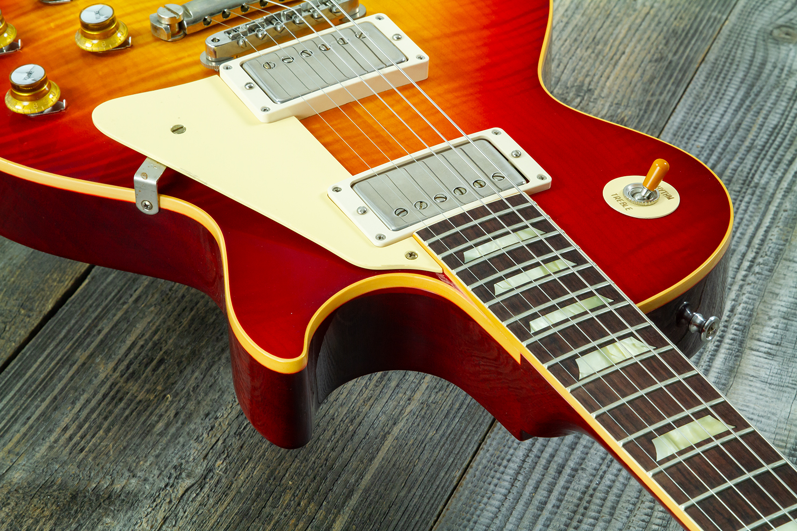 Gibson Custom Shop Les Paul Standard 1960 Reissue 2h Ht Rw #04714 - Vos Washed Cherry Sunburst - Guitarra eléctrica de corte único. - Variation 7