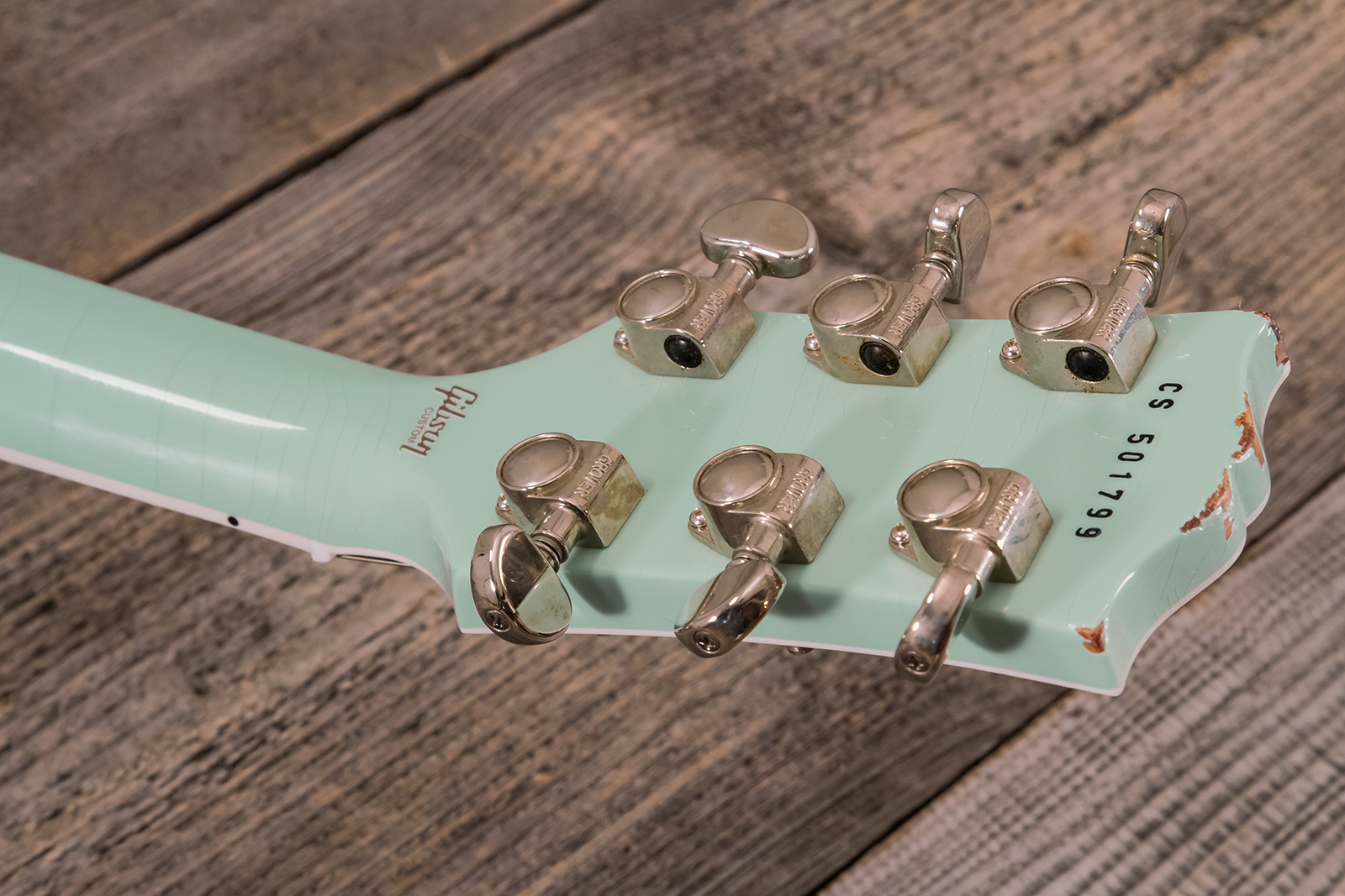 Gibson Custom Shop M2m Les Paul Custom 2h Ht Eb #cs501799 - Murphy Lab Aged Kerry Green - Guitarra eléctrica de corte único. - Variation 11
