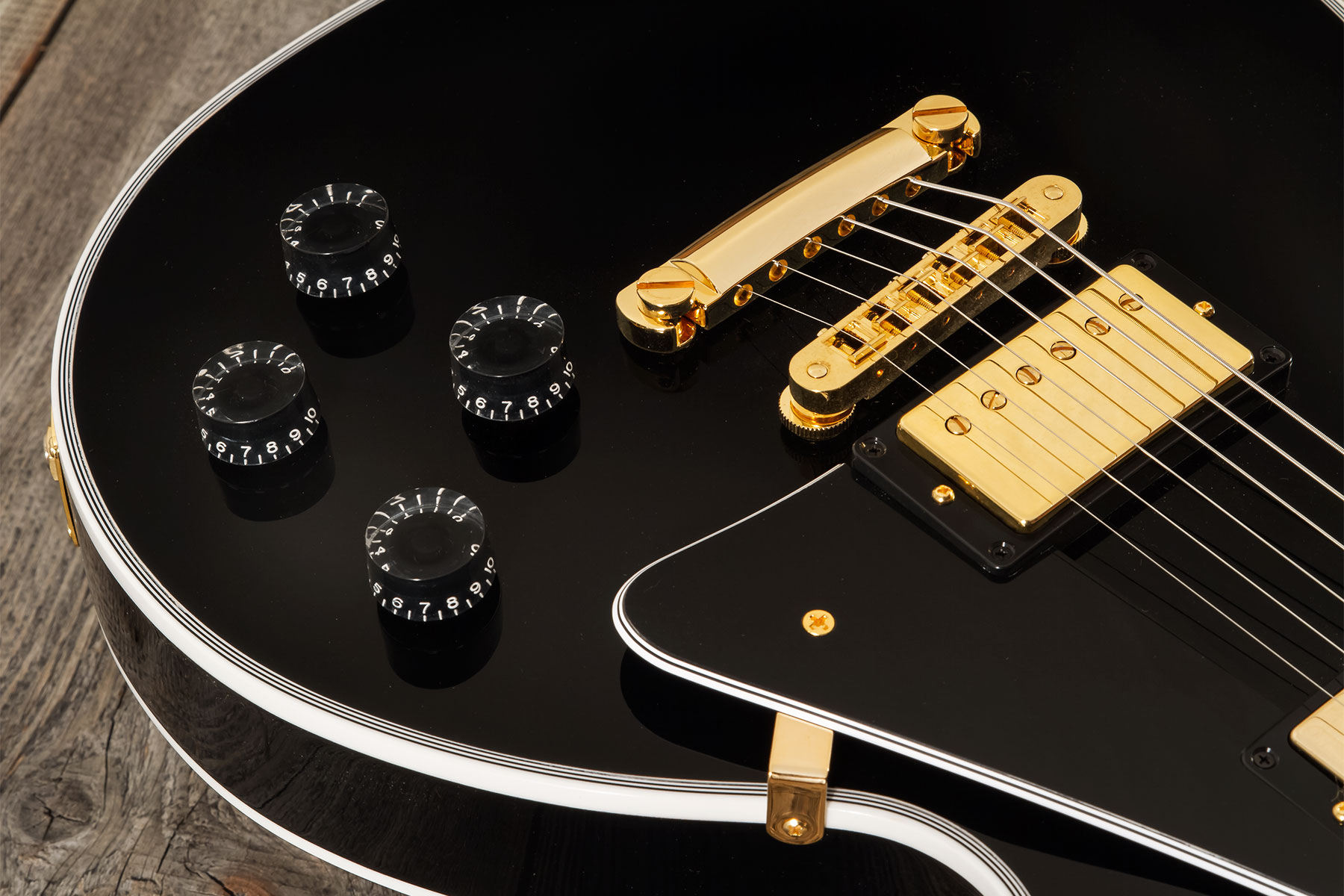 Gibson Custom Shop M2m Les Paul Custom Flowerpot Headstock 2h Ht Eb #cs403529 - Ebony Gloss - Guitarra eléctrica de corte único. - Variation 10