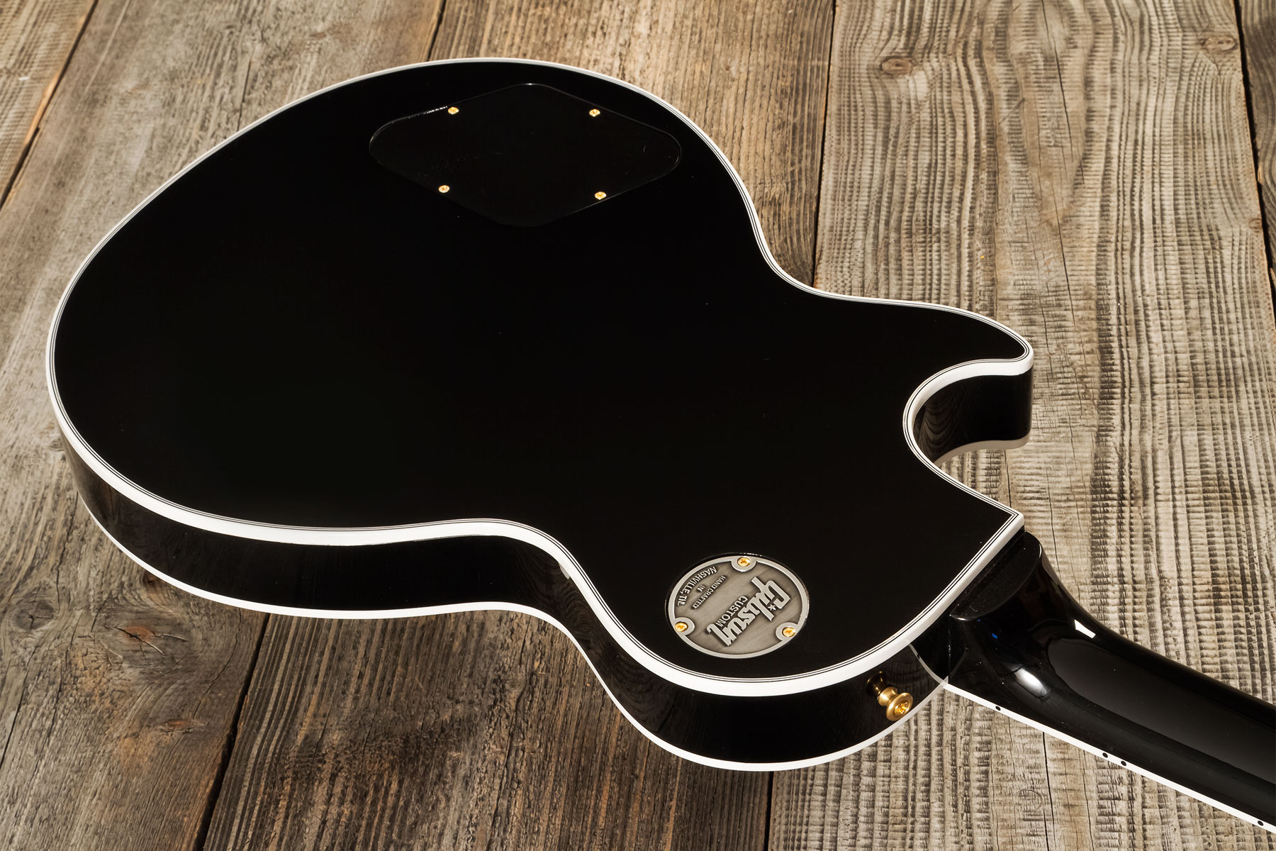 Gibson Custom Shop M2m Les Paul Custom Flowerpot Headstock 2h Ht Eb #cs403529 - Ebony Gloss - Guitarra eléctrica de corte único. - Variation 12