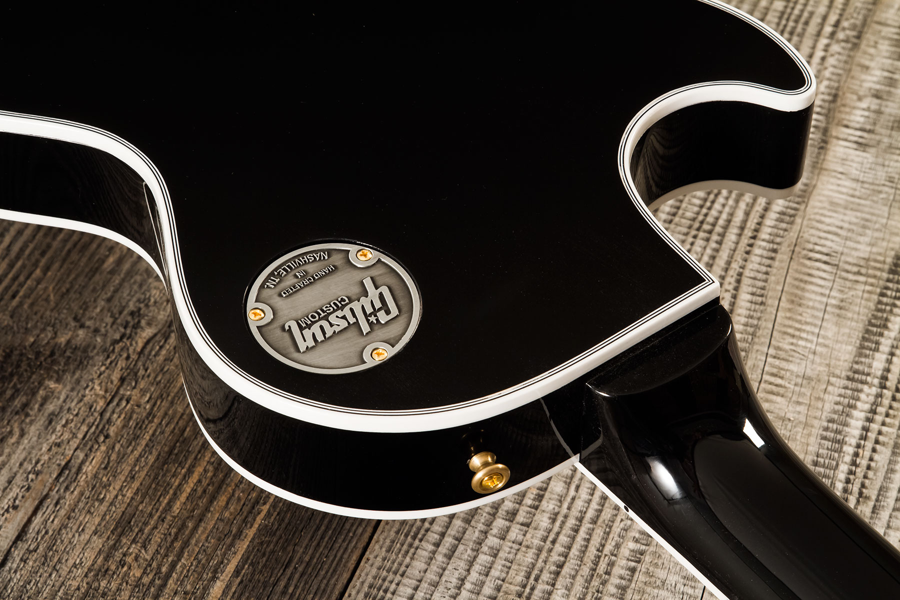 Gibson Custom Shop M2m Les Paul Custom Flowerpot Headstock 2h Ht Eb #cs403529 - Ebony Gloss - Guitarra eléctrica de corte único. - Variation 13