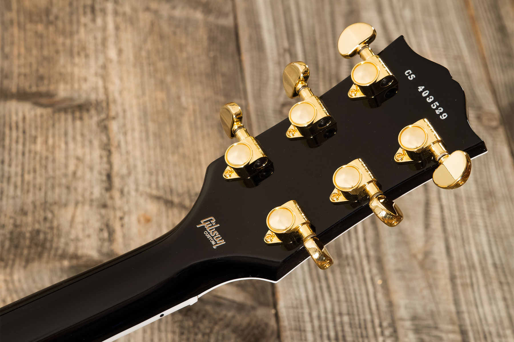 Gibson Custom Shop M2m Les Paul Custom Flowerpot Headstock 2h Ht Eb #cs403529 - Ebony Gloss - Guitarra eléctrica de corte único. - Variation 15