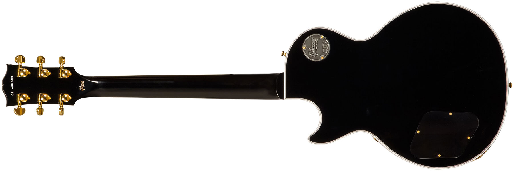 Gibson Custom Shop M2m Les Paul Custom Flowerpot Headstock 2h Ht Eb #cs403529 - Ebony Gloss - Guitarra eléctrica de corte único. - Variation 8