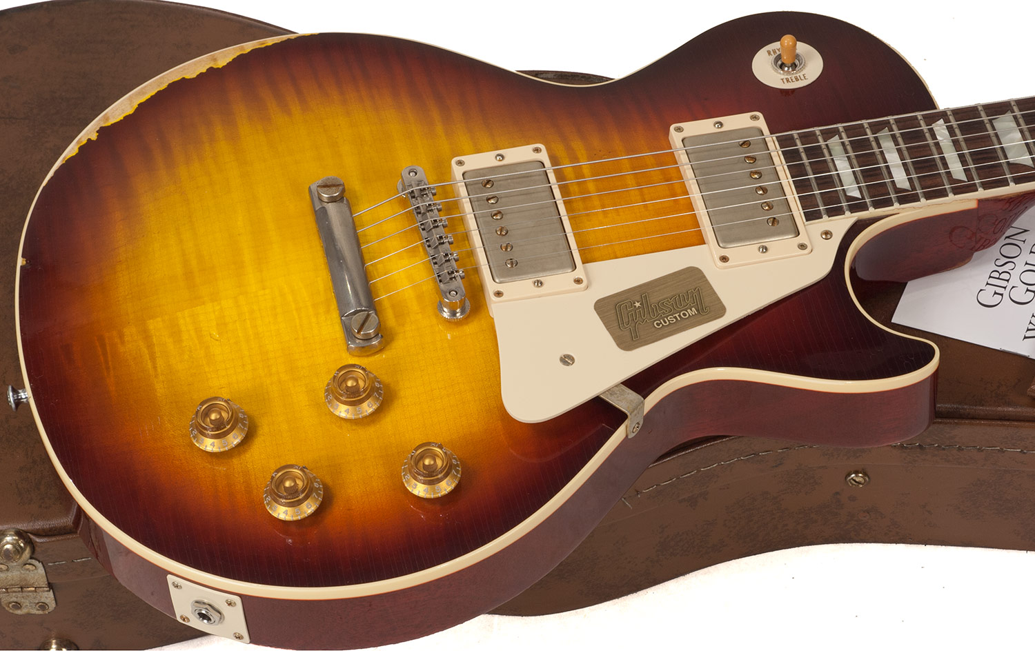 Gibson Custom Shop M2m Les Paul Standard 1958 2h Ht Rw #r862322 - Aged Bourbon Burst - Guitarra eléctrica de corte único. - Variation 3