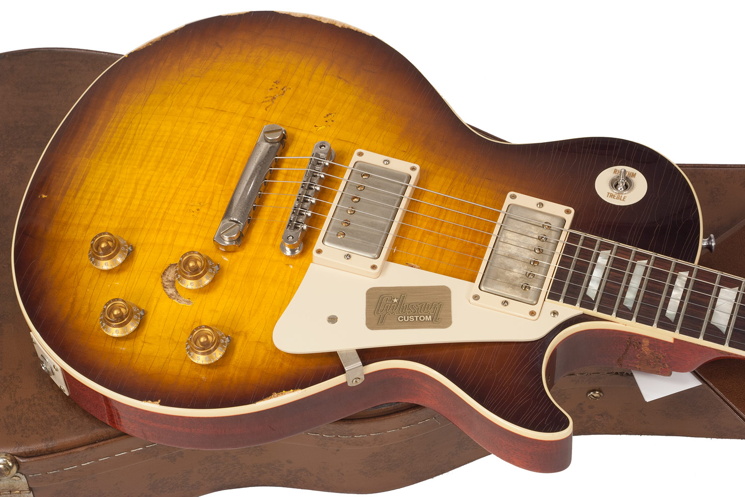 Gibson Custom Shop M2m Les Paul Standard 1958 2h Ht Rw #r862323 - Aged Kindred Burst Fade - Guitarra eléctrica de corte único. - Variation 2