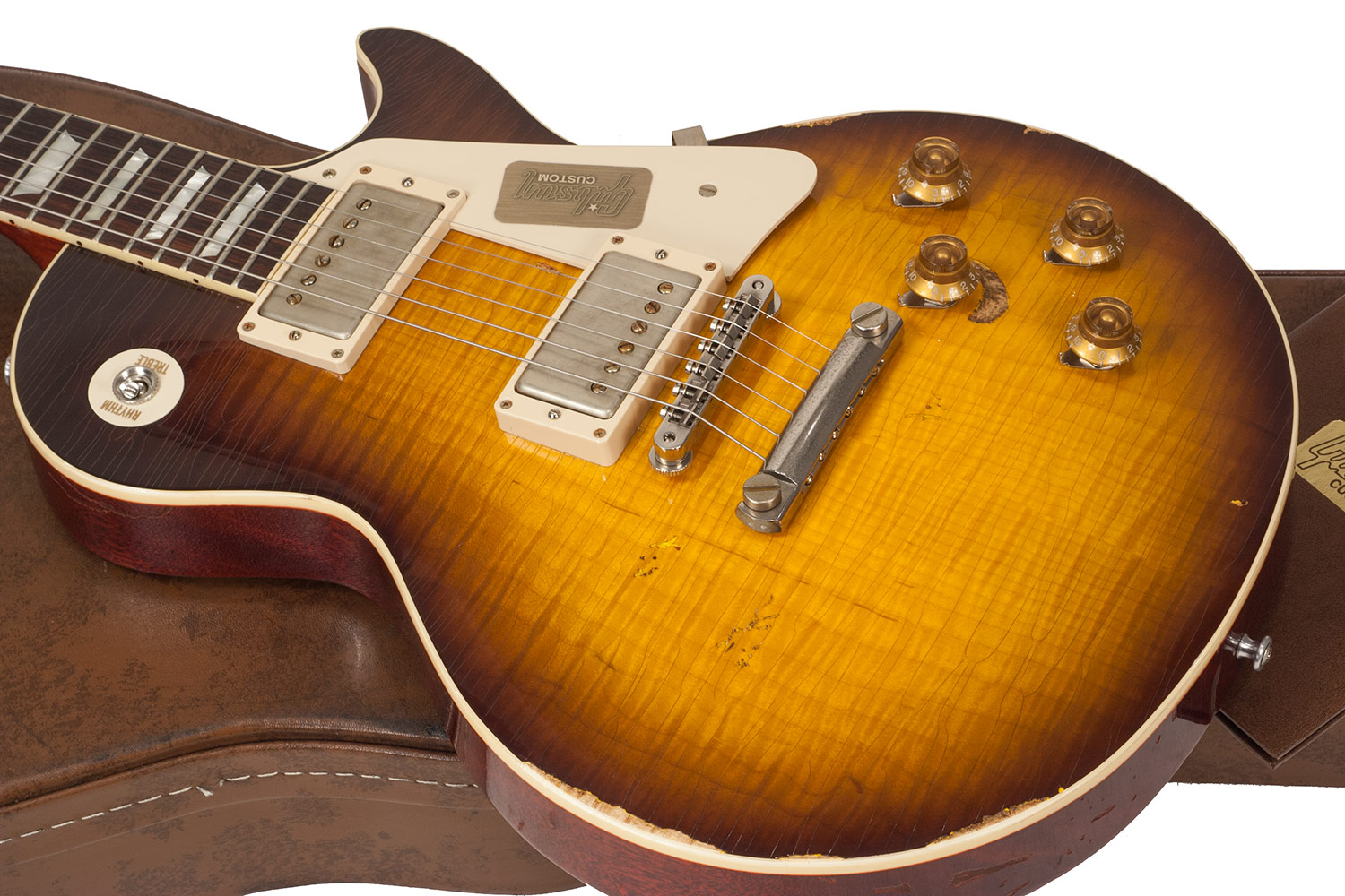 Gibson Custom Shop M2m Les Paul Standard 1958 2h Ht Rw #r862323 - Aged Kindred Burst Fade - Guitarra eléctrica de corte único. - Variation 3