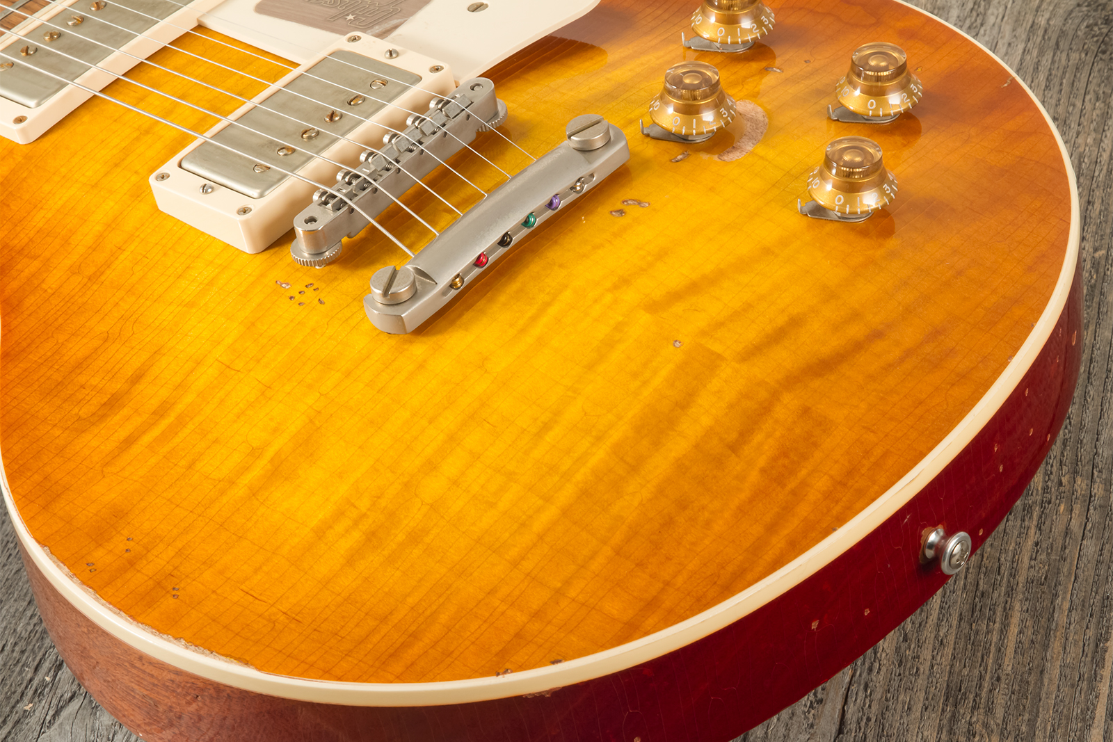 Gibson Custom Shop M2m Les Paul Standard 1959 2h Ht Rw #r961618 - Aged Sunrise Teaburst - Guitarra eléctrica de corte único. - Variation 9